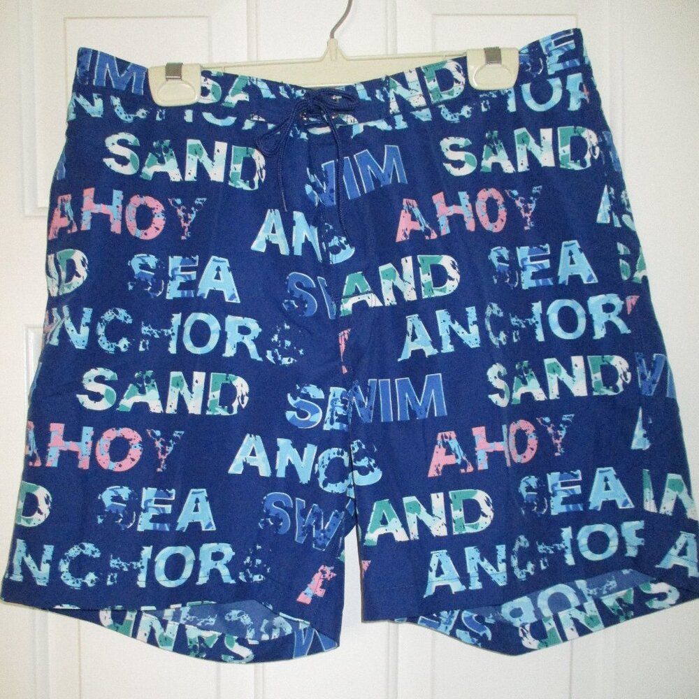 Brooks Brothers Mens Drawstring Elastic Mesh Lined Blue Swim Trunk NWOT - Large